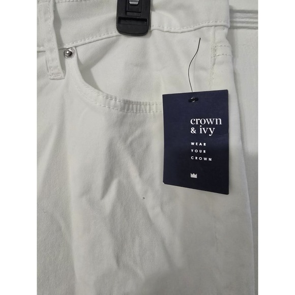 Crown And Ivy High Rise Skinny Cropped White Jeans Size 12 NWT - Picture 3 of 5